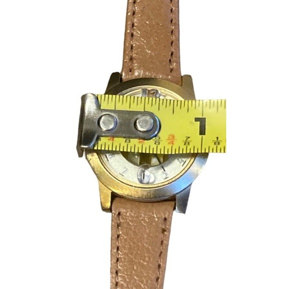 Guess women’s bubble watch with stripes and light brown leather band - Picture 6 of 12